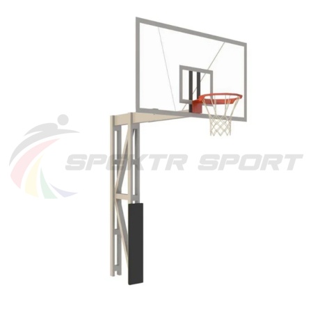 Купить Стойка баскетбольная уличная с защитой, щитом из оргстекла, аморт. кольцом и сеткой, вынос 225 см в Балее 