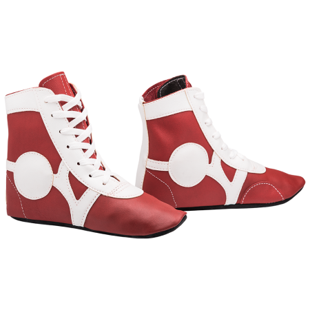 Купить Обувь для самбо SM-0102, кожа, красный Rusco в Балее 