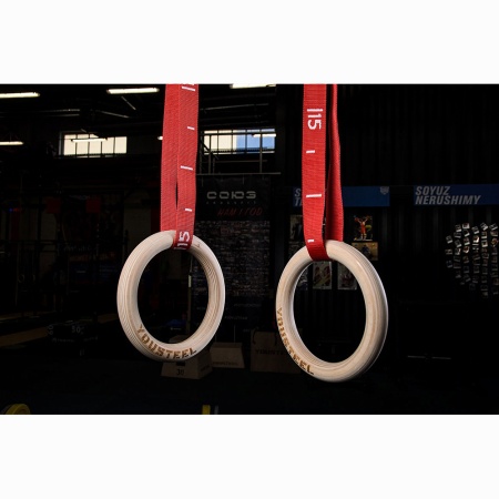 Купить Кольца гимнастические 32 мм красные стропы в Балее 