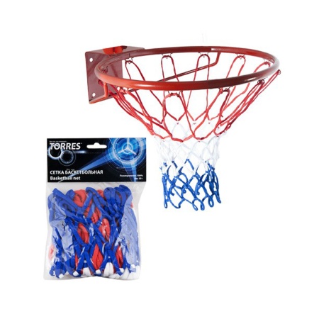 Купить Сетка баскетбольная Torres, нить 4 мм, бело-сине-красная в Балее 