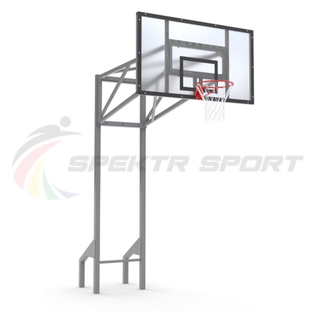 Купить Стойка баскетбольная уличная усиленная со щитом из оргстекла, кольцом и сеткой SP D 413 в Балее 