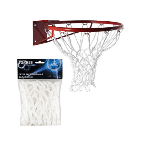 Купить Сетка баскетбольная Torres, нить 6 мм, белая в Балее 